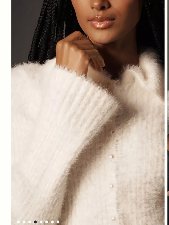 Anthropologie Pearl Button Fuzzy Cardigan Sweater - Picture 5 of 8